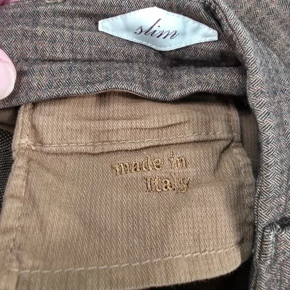 BRIGLIA 1949 Men Slim Fit Trousers Brown Plaid Made in Italy Size 32 Dress Pants - Picture 6 of 10